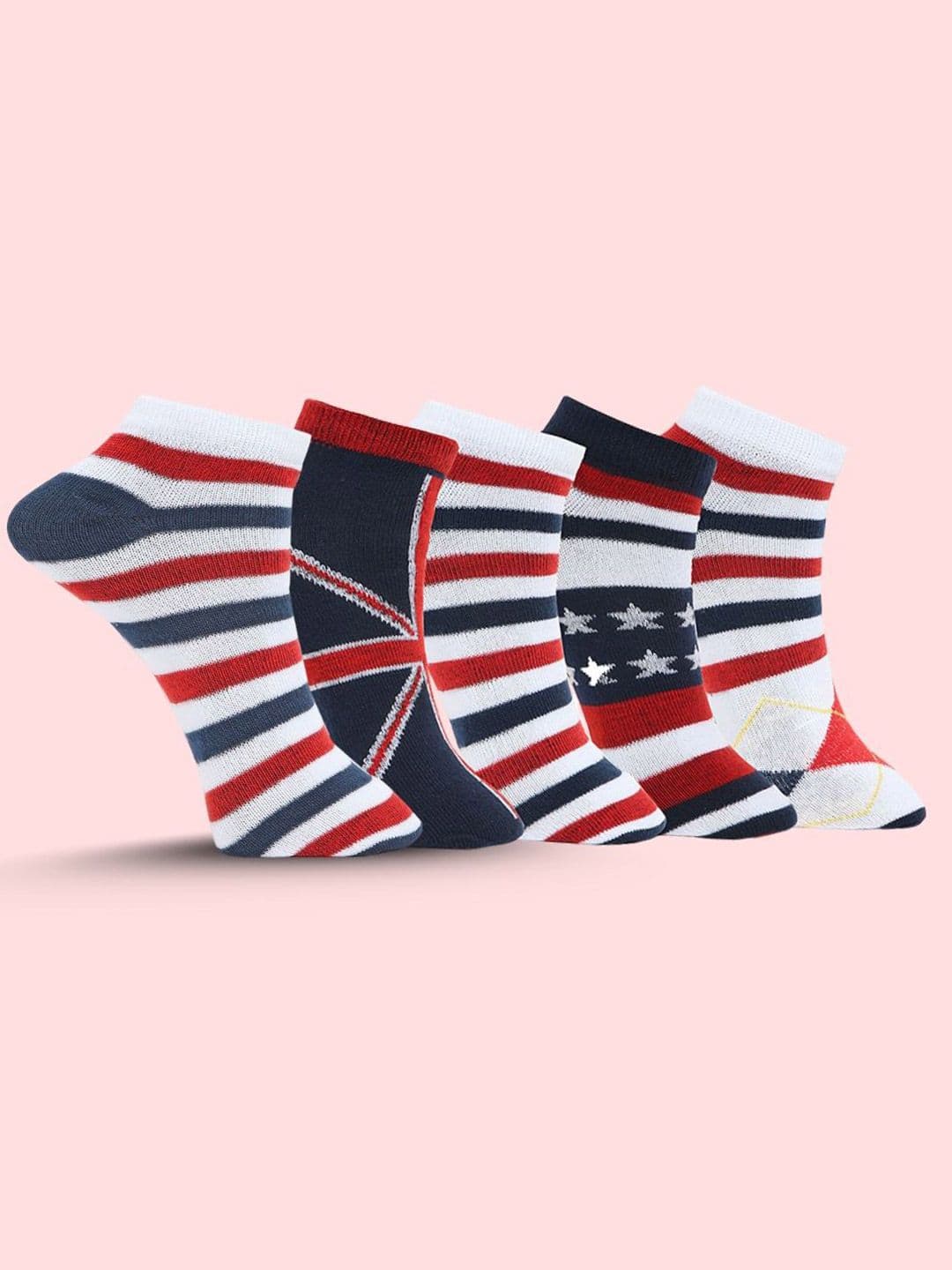 MJE Men Pack Of 5 Striped Ankle Length Socks - view 1