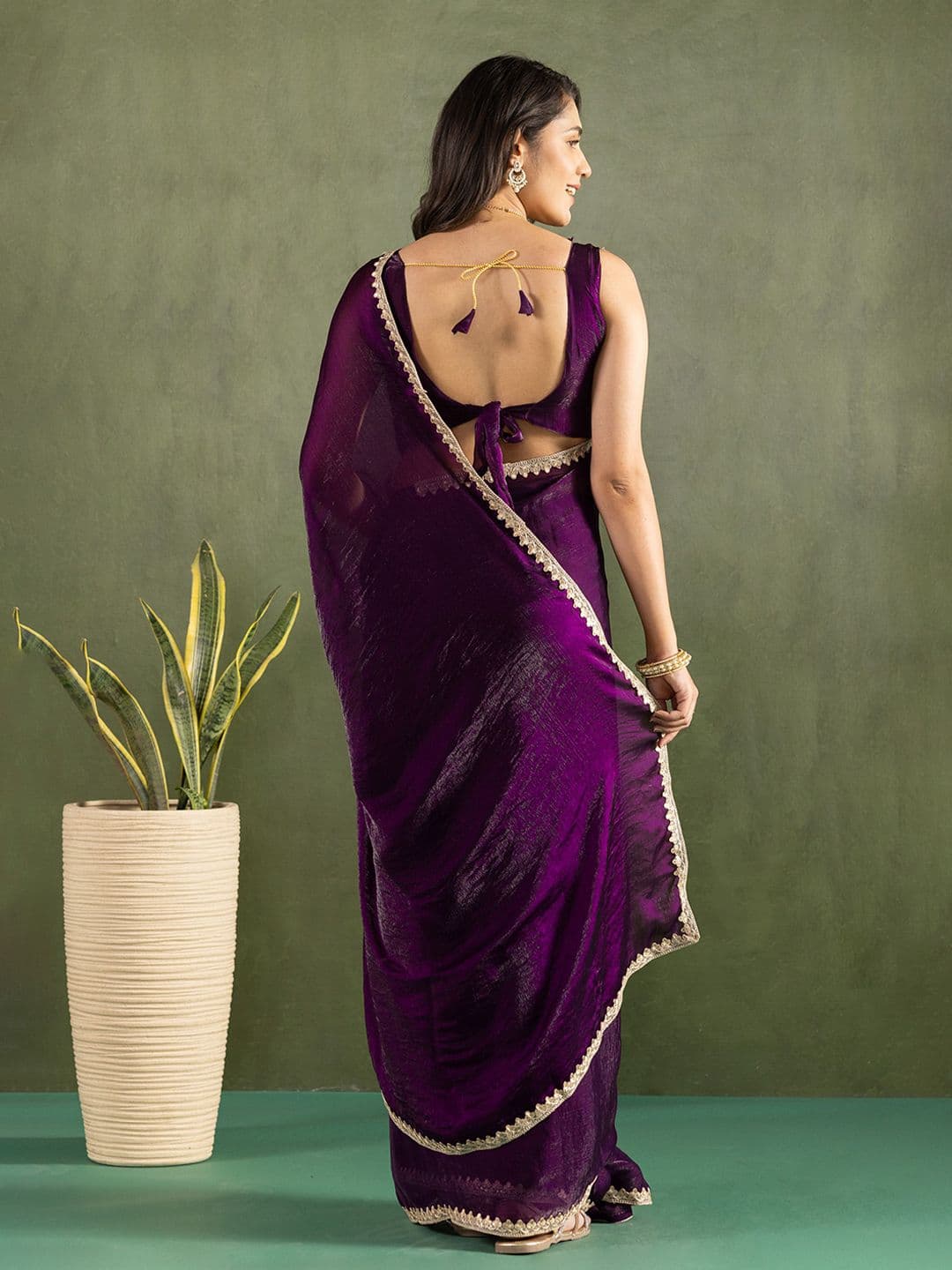 KAYOMMI Pure Chiffon Ready to Wear Saree thumbnail 3