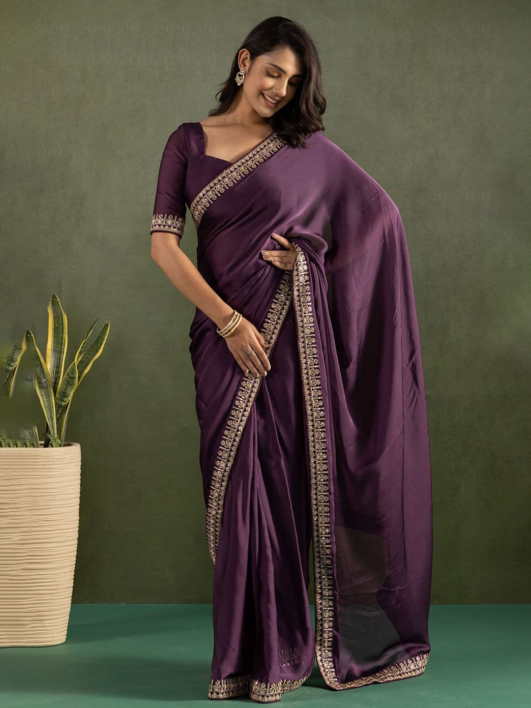 KAYOMMI Pure Chiffon Ready to Wear Saree thumbnail 4