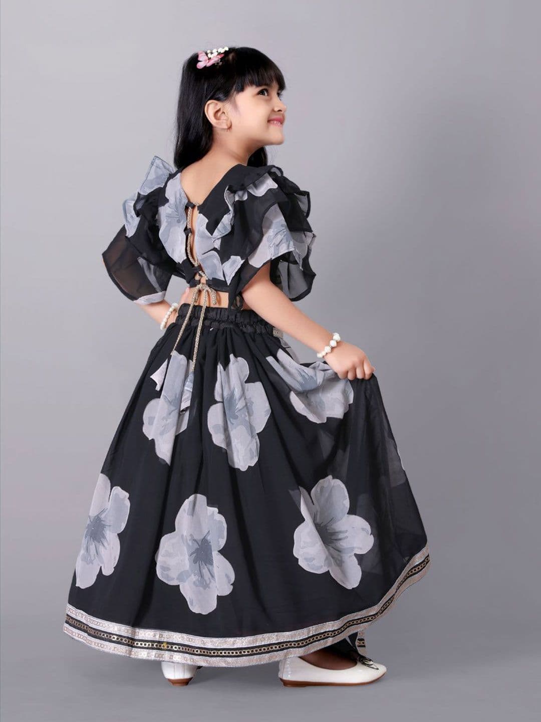BAESD Girls Printed Ready to Wear Lehenga & thumbnail 5