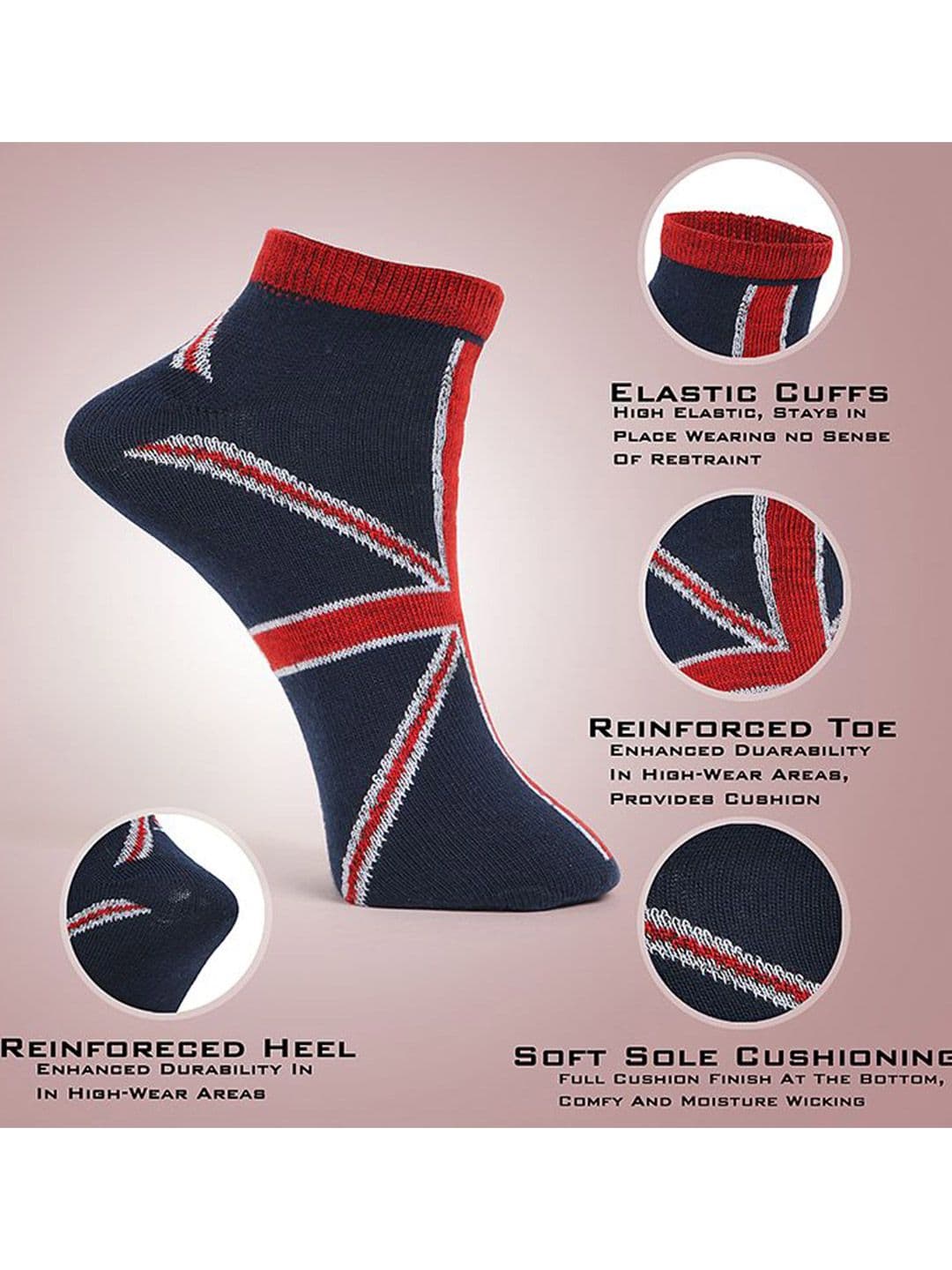 MJE Men Pack Of 5 Patterned Ankle Length Socks thumbnail 6