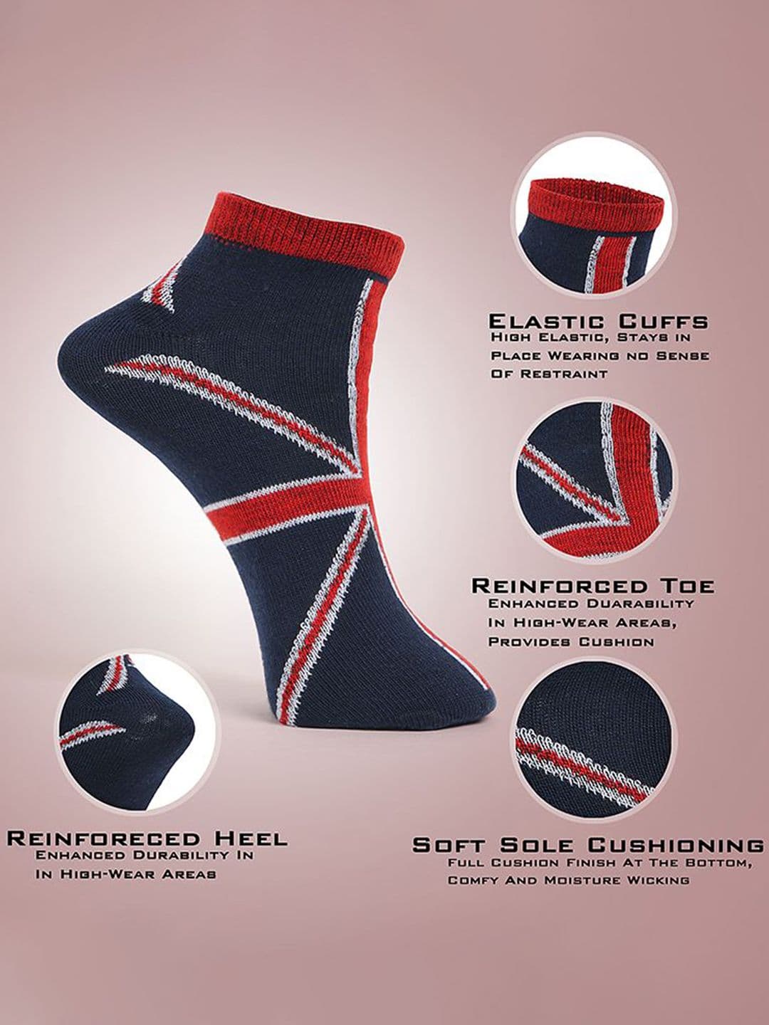 MJE Men Pack Of 5 Flag Patterned Ankle Length Socks thumbnail 7