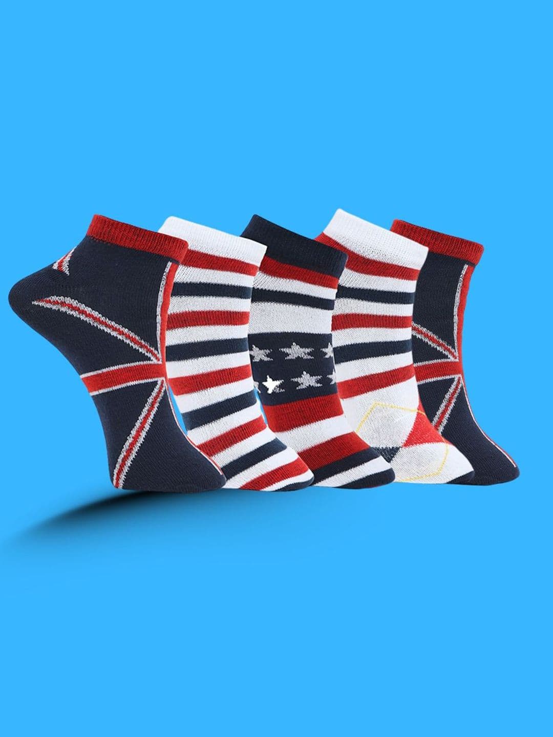 MJE Men Pack Of 5 Patterned Ankle Length Socks - view 1
