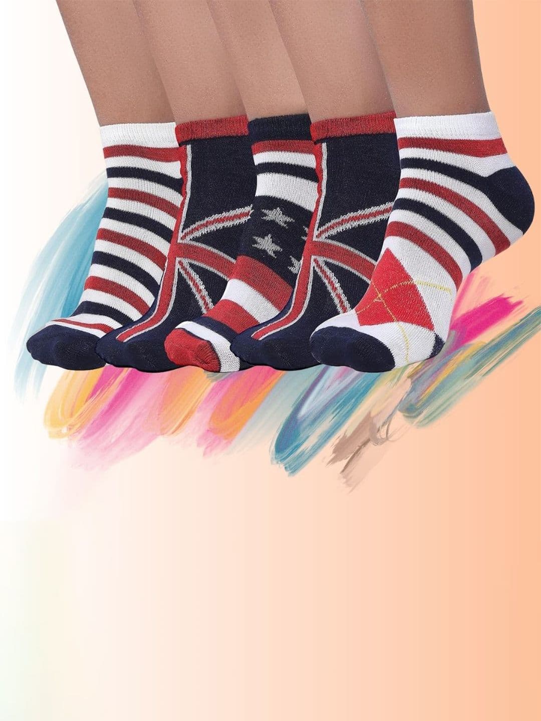 MJE Men Pack Of 5 Patterned Ankle Length Socks - view 1