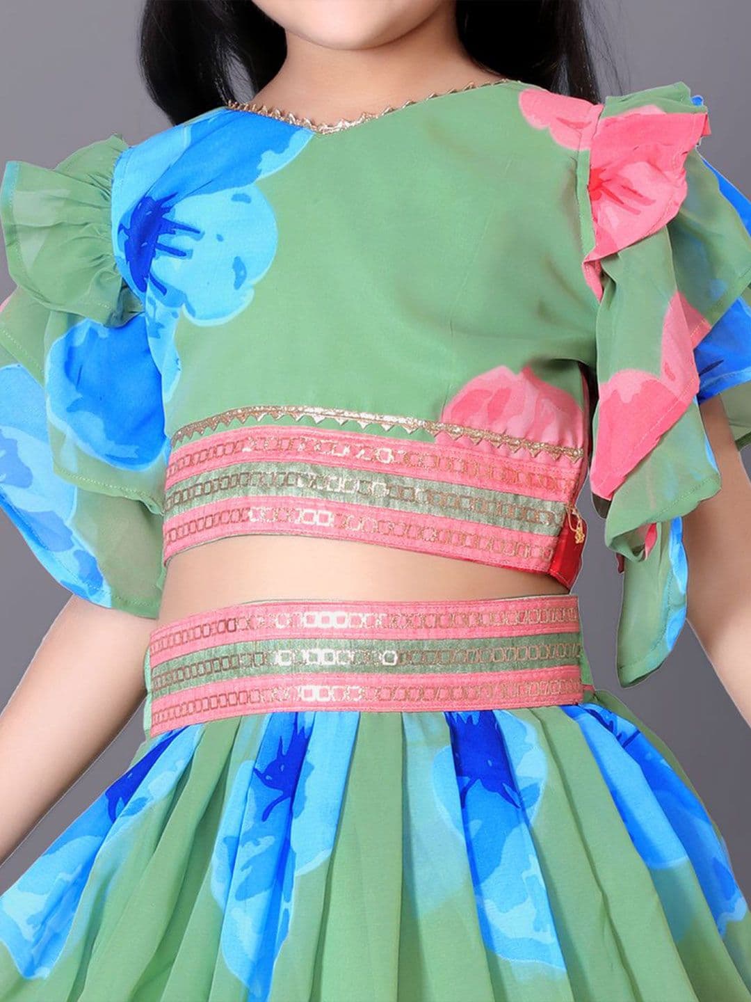 BAESD Girls Printed Ready to Wear Lehenga & thumbnail 5