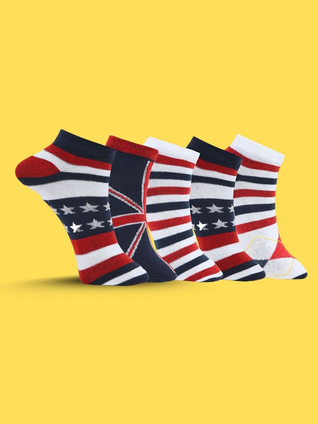 MJE Men Pack Of 5 Patterned Ankle Length Socks - view 1