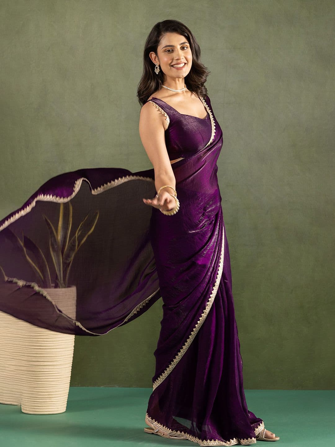 KAYOMMI Pure Chiffon Ready to Wear Saree thumbnail 2