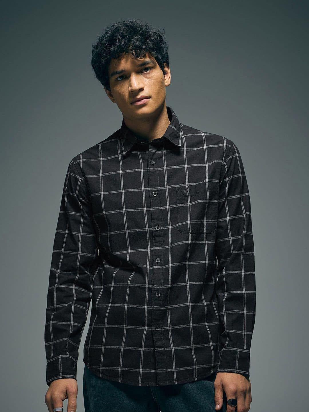 Flying Machine Men Slim Fit Checked Casual Shirt thumbnail 5