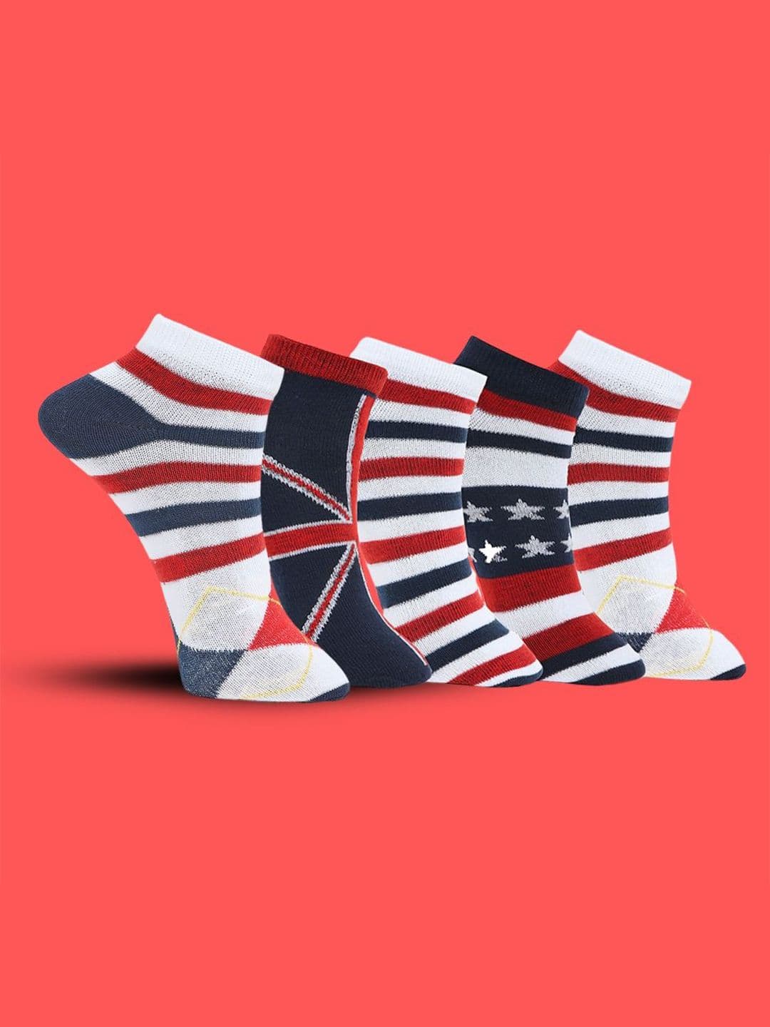 MJE Men Pack Of 5 Patterned Ankle Length Socks - view 1