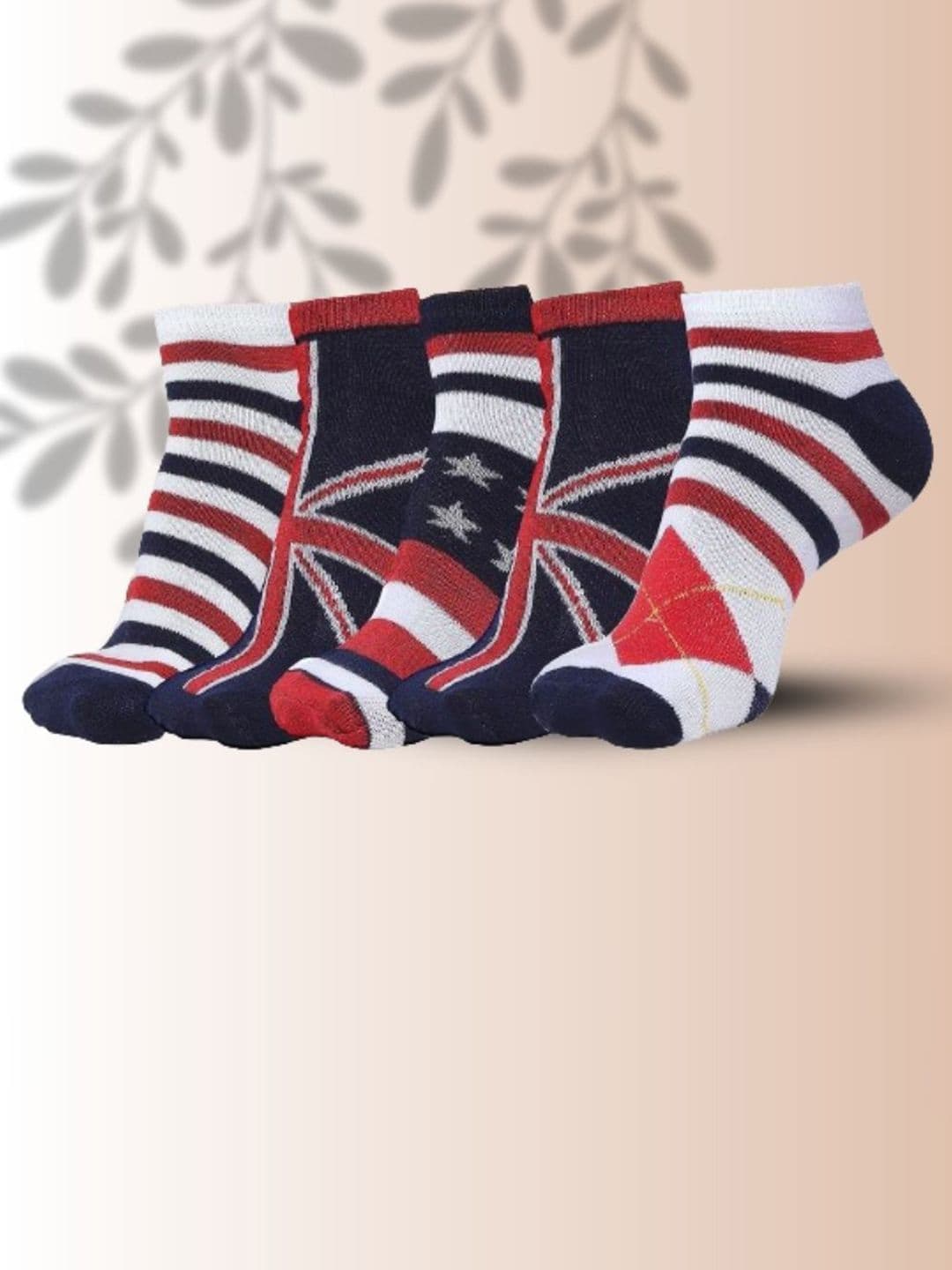 MJE Men Pack Of 5 Patterned Ankle Length Socks - view 1