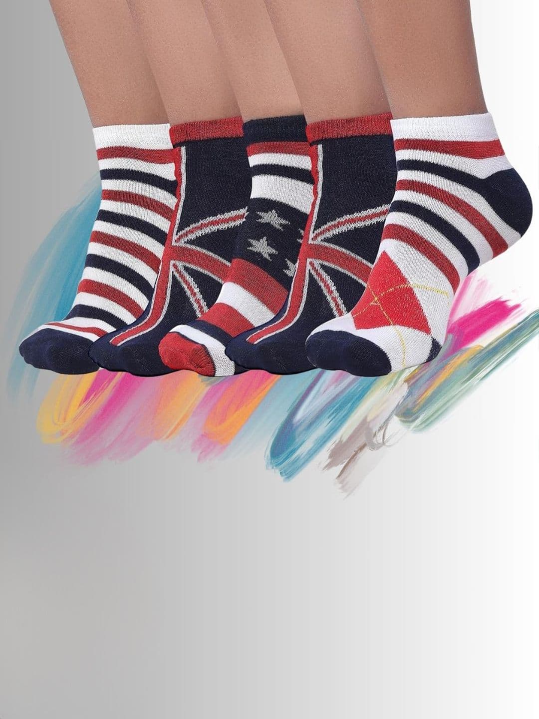 MJE Men Pack Of 5 Patterned Ankle Length Socks - view 1