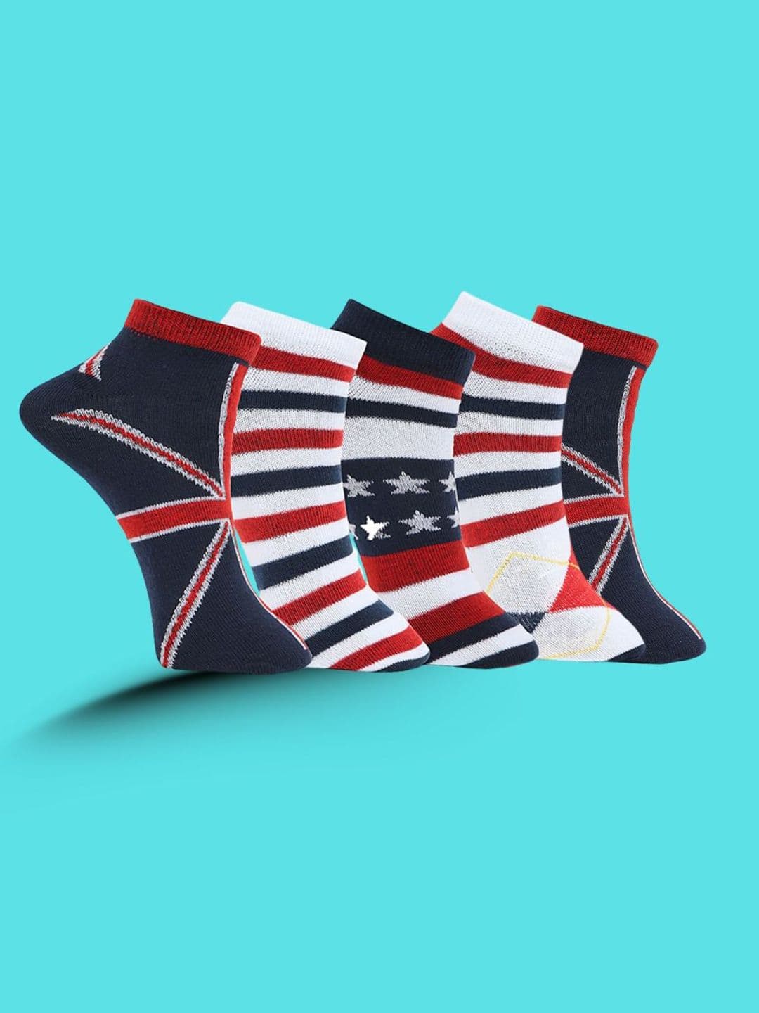 MJE Men Pack Of 5 Patterned Ankle Length Socks - view 1