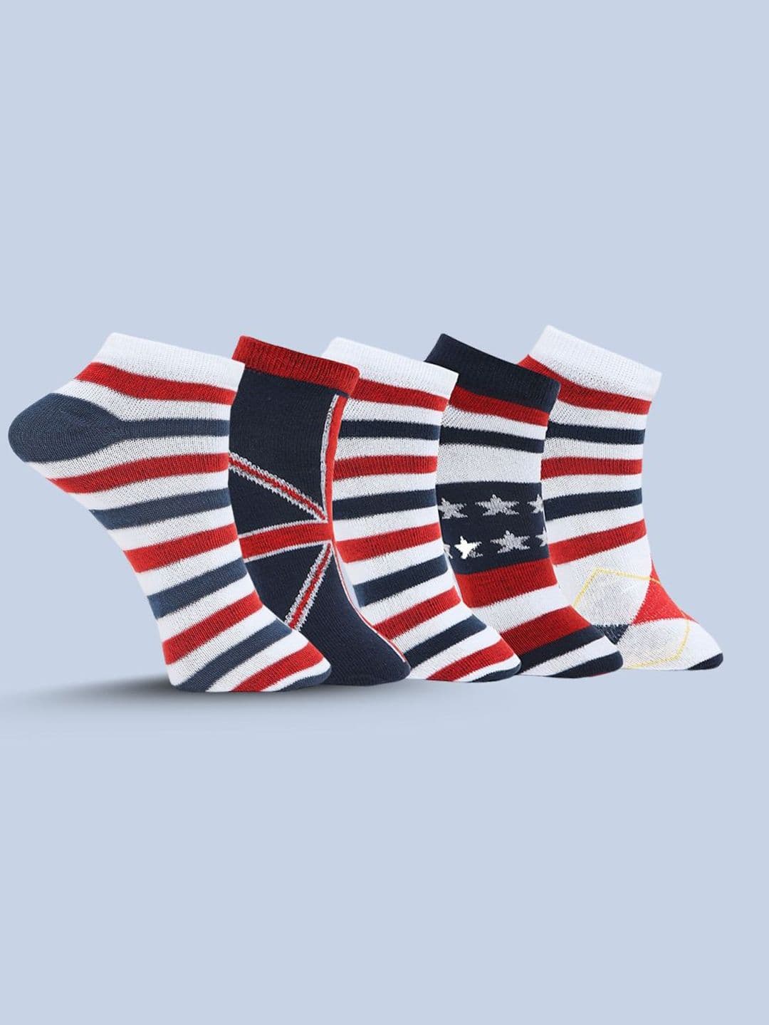 MJE Men Pack Of 5 Printed Anti-Odour Ankle-Length Socks - view 1