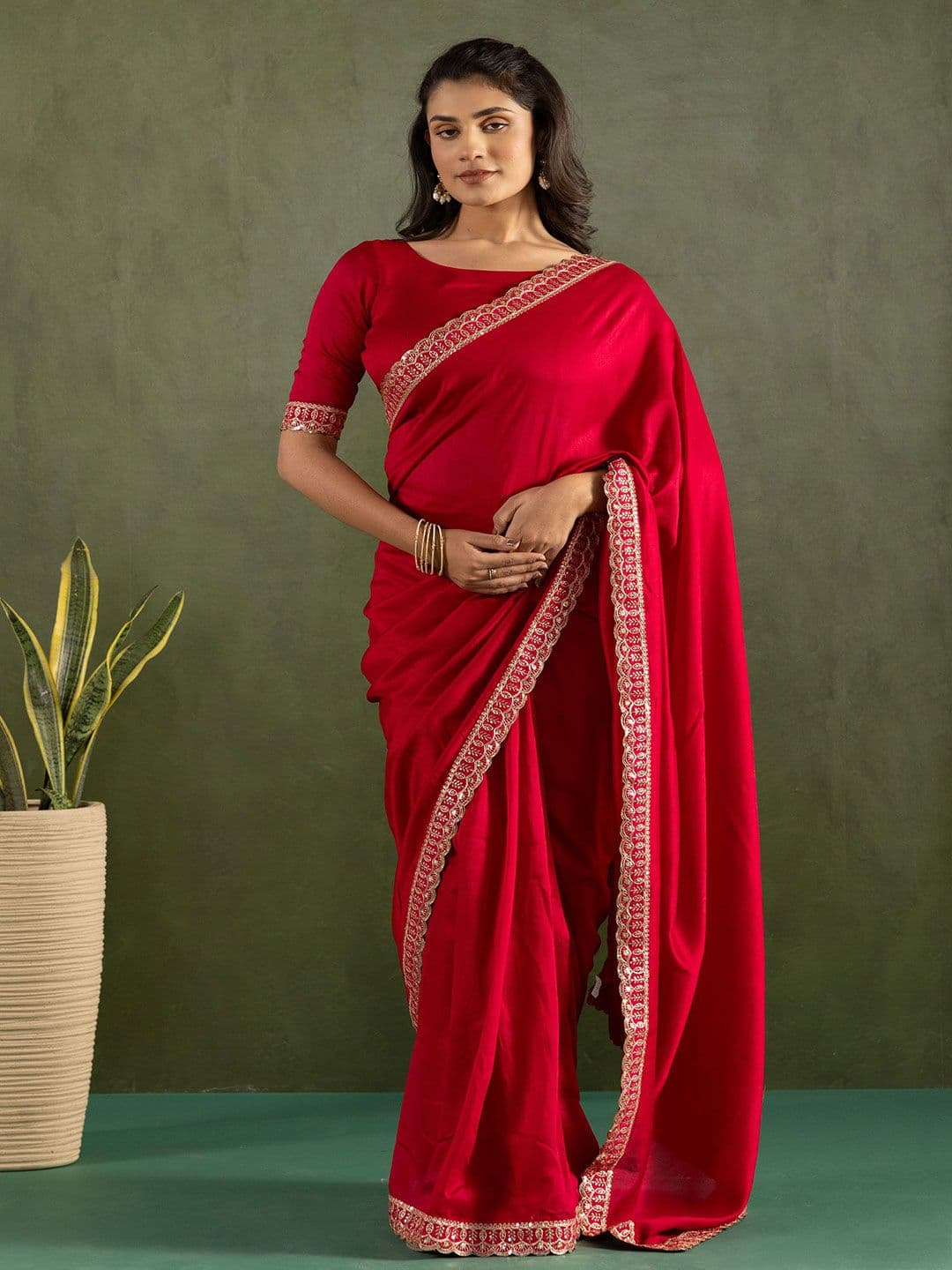 KAYOMMI Sequinned Pure Chiffon Ready to Wear Saree thumbnail 6