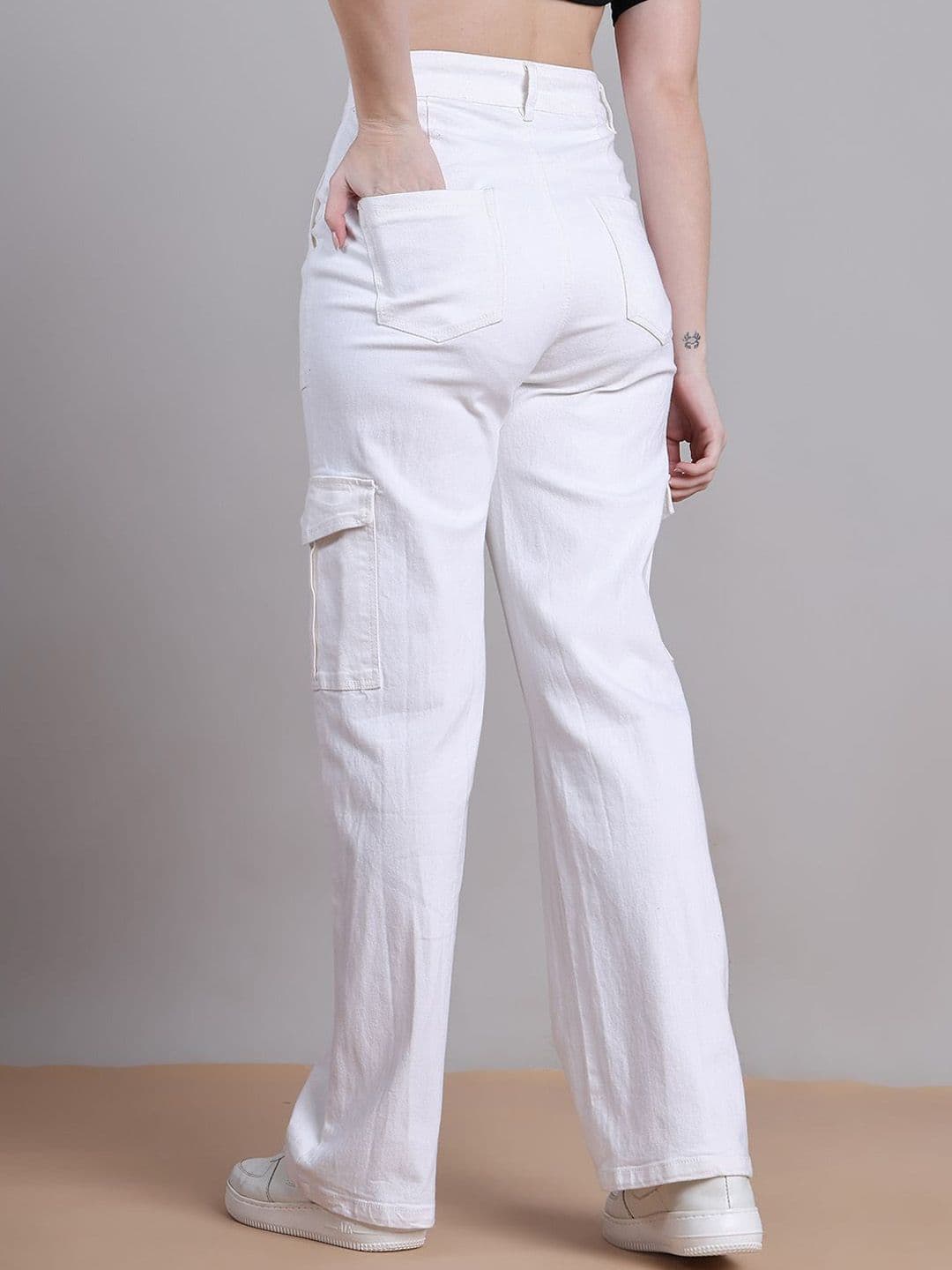 PUELLA Women Straight Fit High-Rise Cargo Jeans thumbnail 4