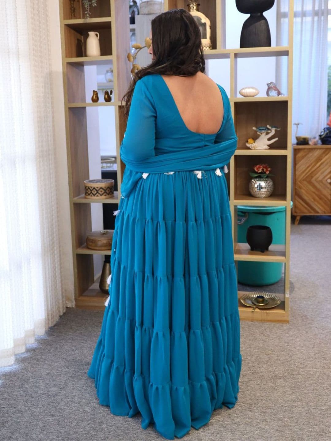 Swadeshi Shringaar Women Blue Heaven Georgette Lehenga Set thumbnail 2