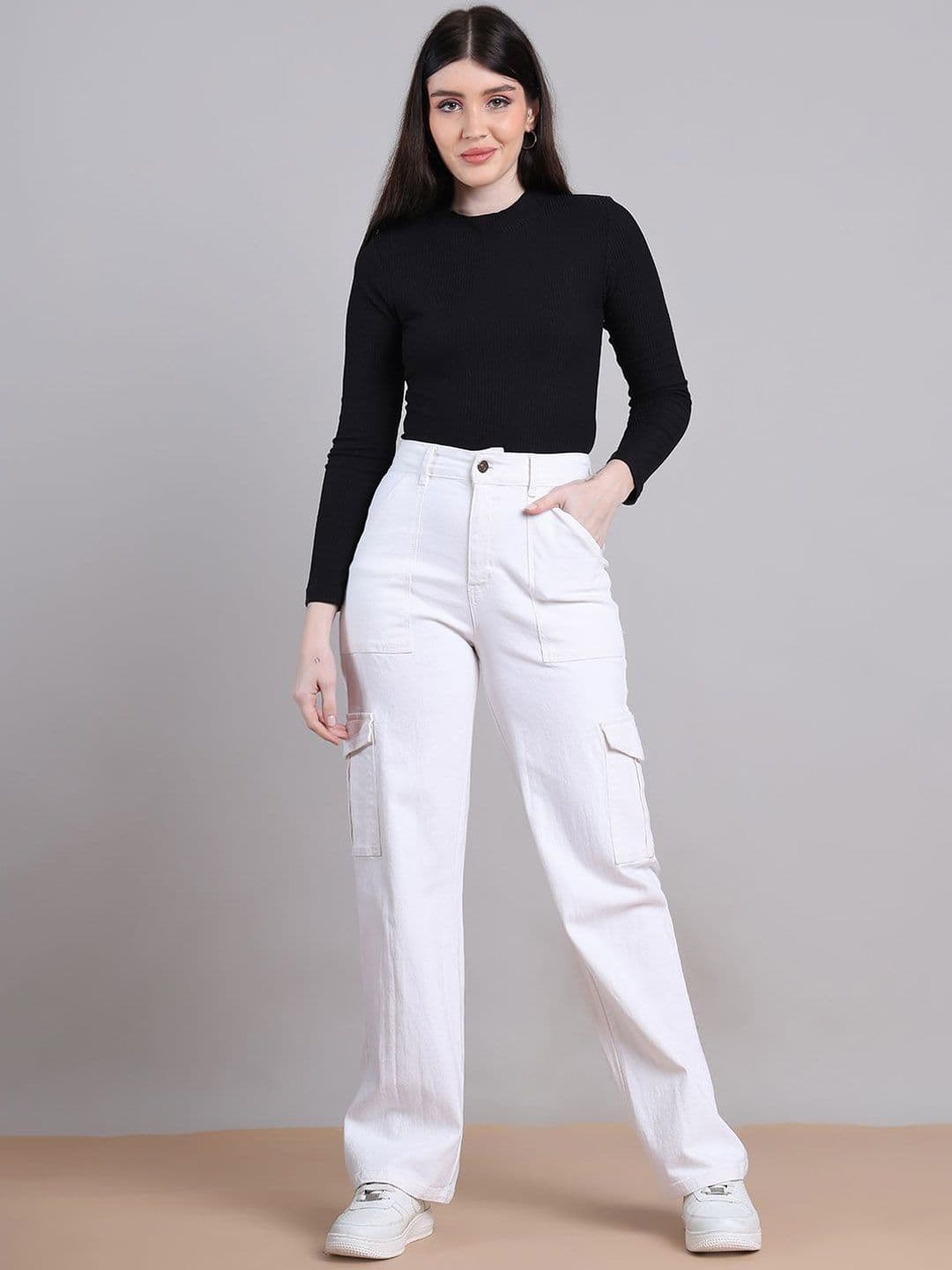 PUELLA Women Straight Fit High-Rise Cargo Jeans thumbnail 5