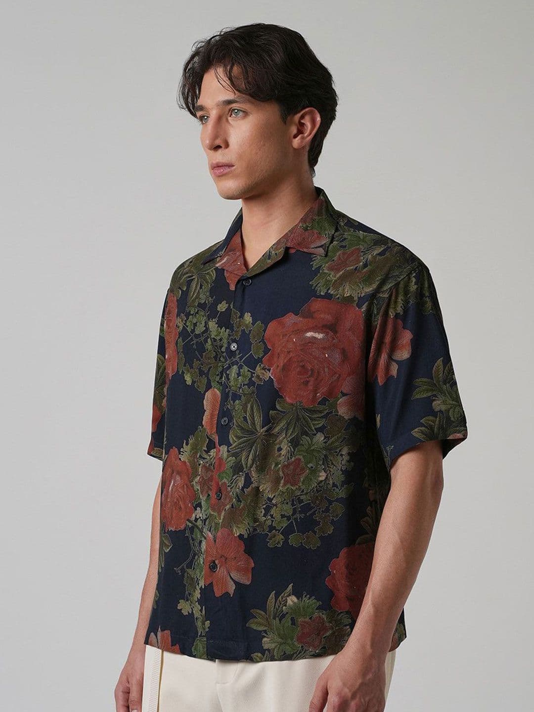 Banana Club Floral Printed Cuban Collar Feather Shirt thumbnail 5