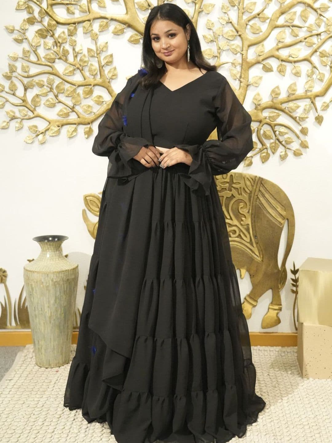 Swadeshi Shringaar Women Solid Lehenga & Blouse With Dupatta thumbnail 5