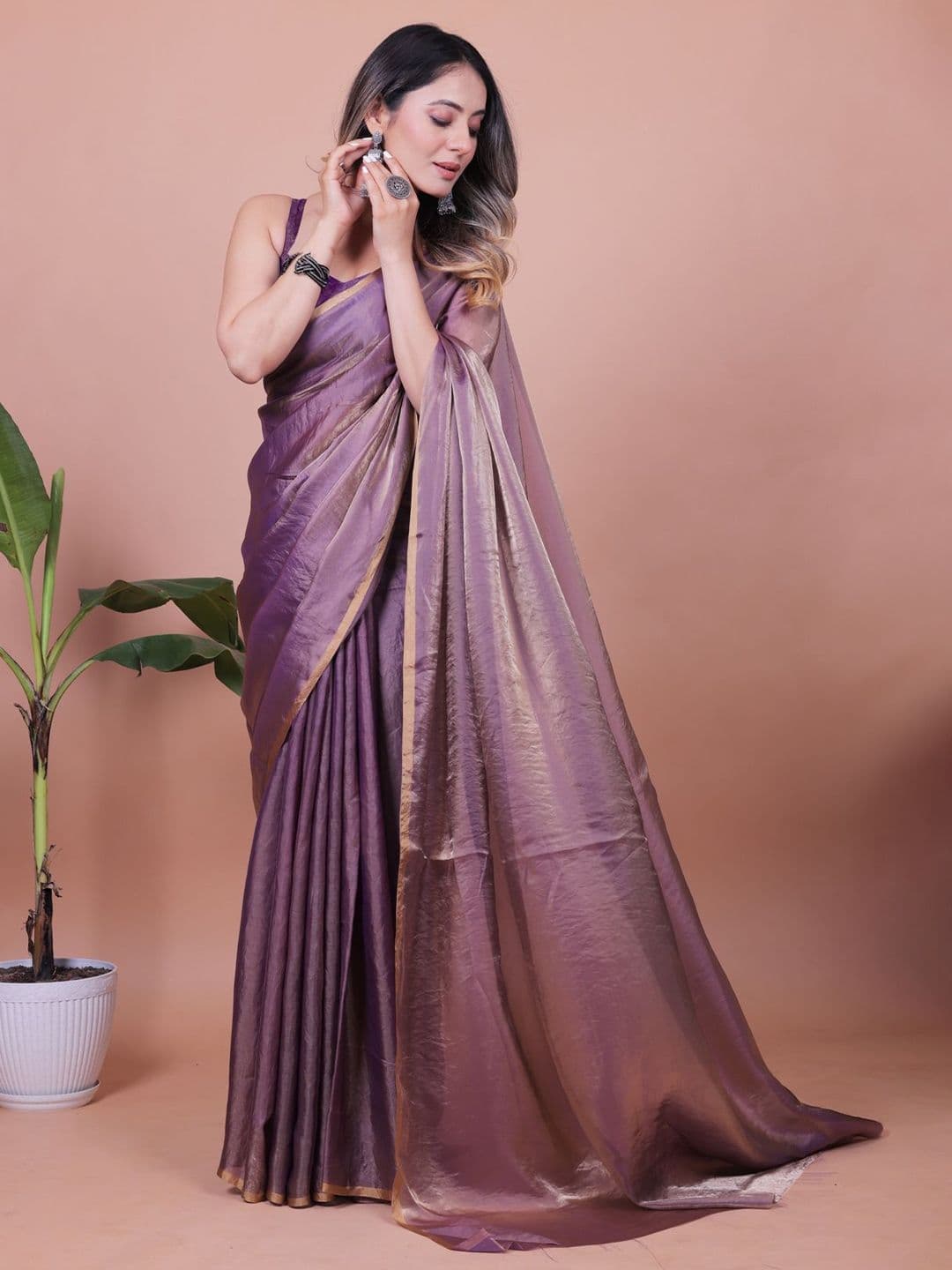Anneca Satin Saree with Blouse Piece thumbnail 5