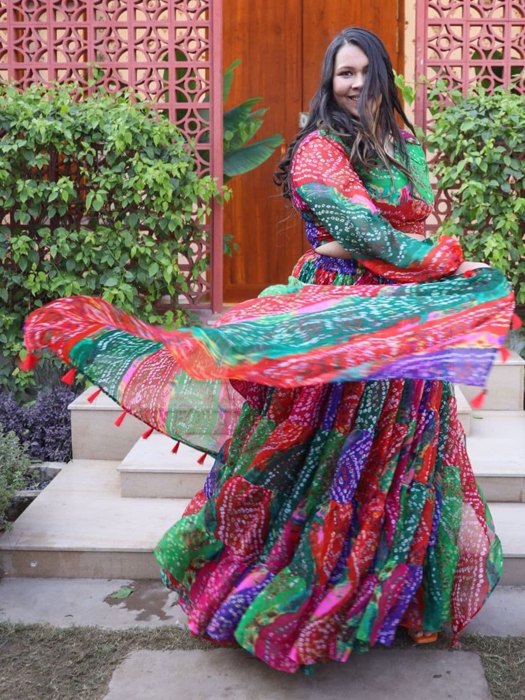 Swadeshi Shringaar Printed Ready to Wear Lehenga & Blouse With Dupatta thumbnail 4