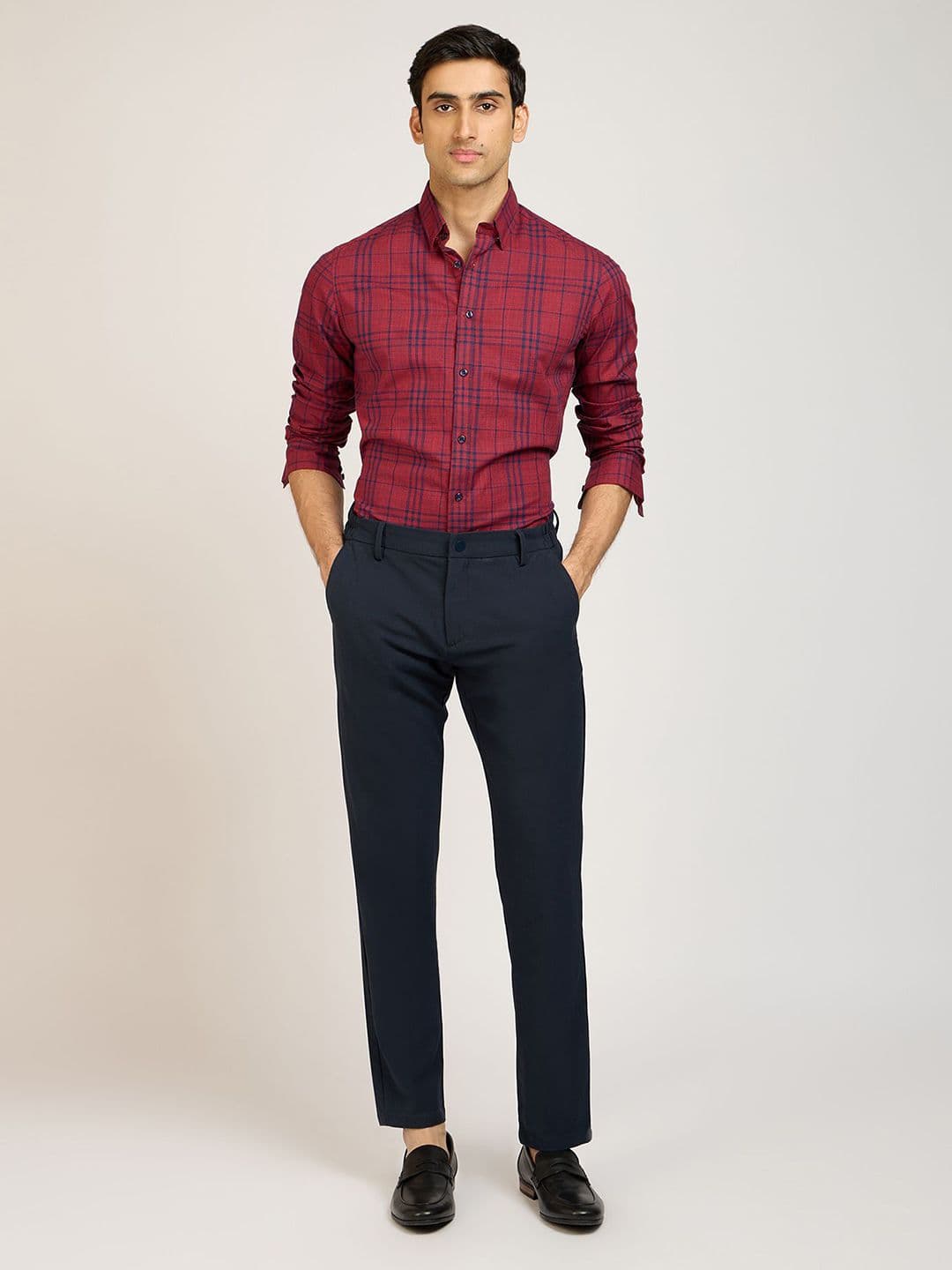PB & J Tartan Checks Checked Spread Collar Cotton Shirt thumbnail 3