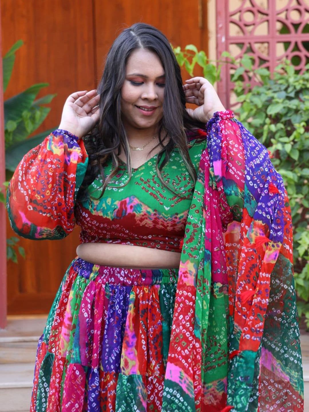 Swadeshi Shringaar Printed Ready to Wear Lehenga & Blouse With Dupatta thumbnail 3