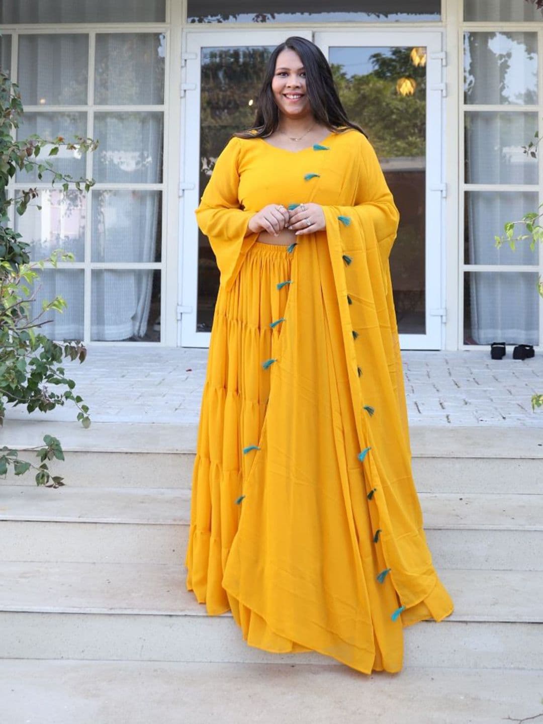 Swadeshi Shringaar Women Sunshine Georgette Lehenga Set thumbnail 6
