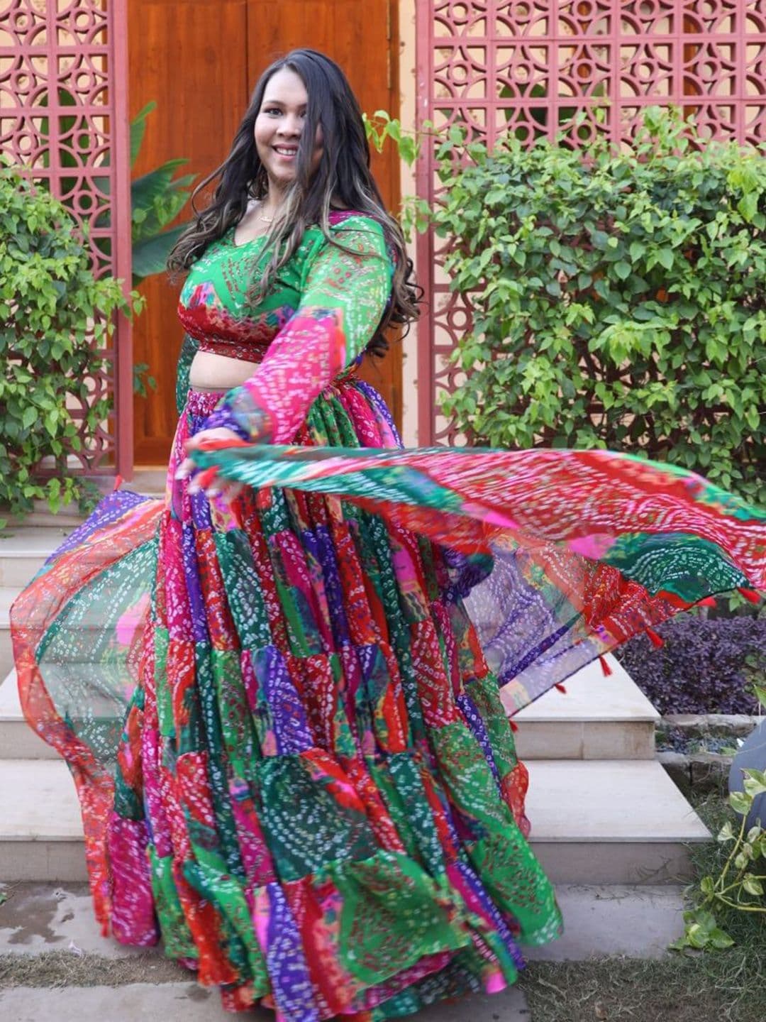 Swadeshi Shringaar Printed Ready to Wear Lehenga & Blouse With Dupatta thumbnail 2