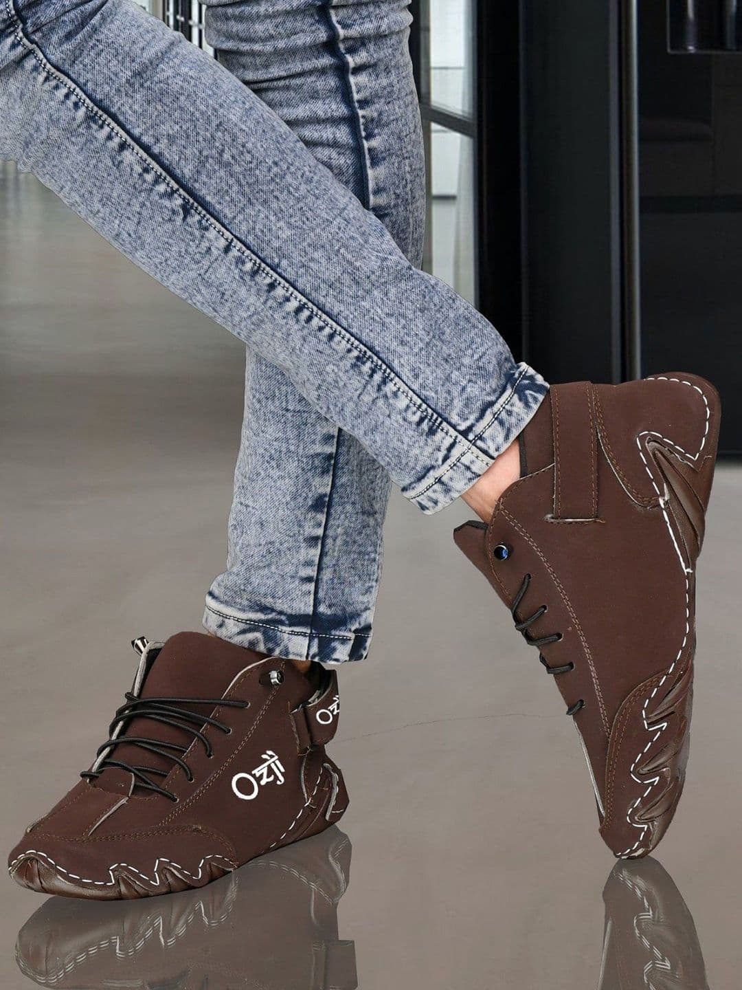 OZJI Men Basketball High-Top Lace-Ups Non-Marking Shoes thumbnail 4