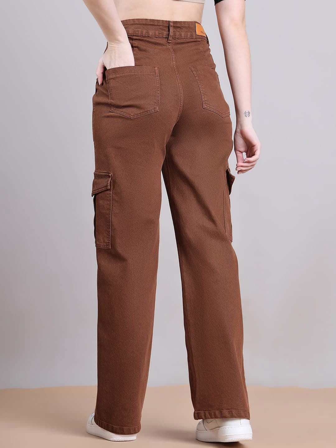 PUELLA Women Straight Fit High-Rise Cargo Jeans thumbnail 3