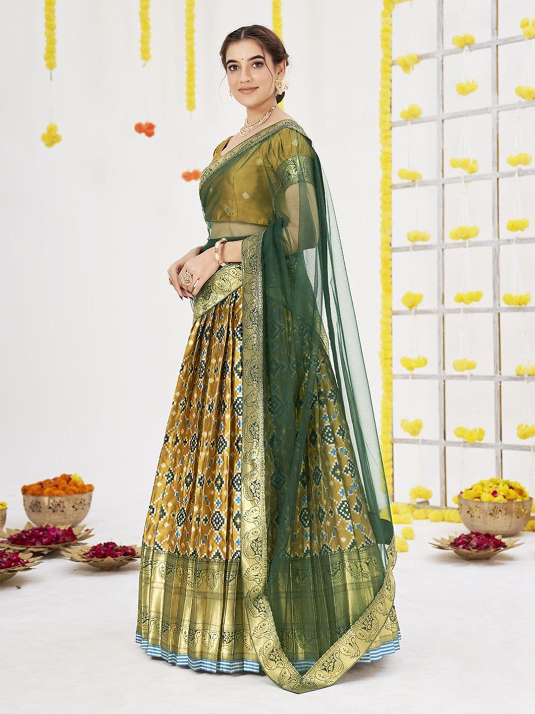 SHOPGARB Women Semi-Stitched Lehenga & Unstitched Blouse With Dupatta thumbnail 6