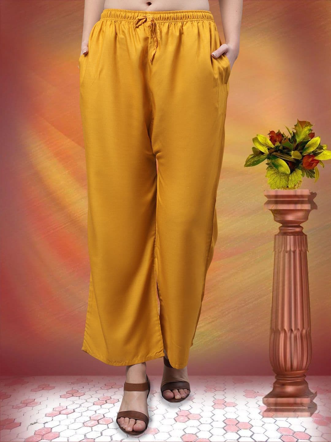 GRACIT Women Solid Knitted Ethnic Flaired Side Pocket Palazzos - view 1