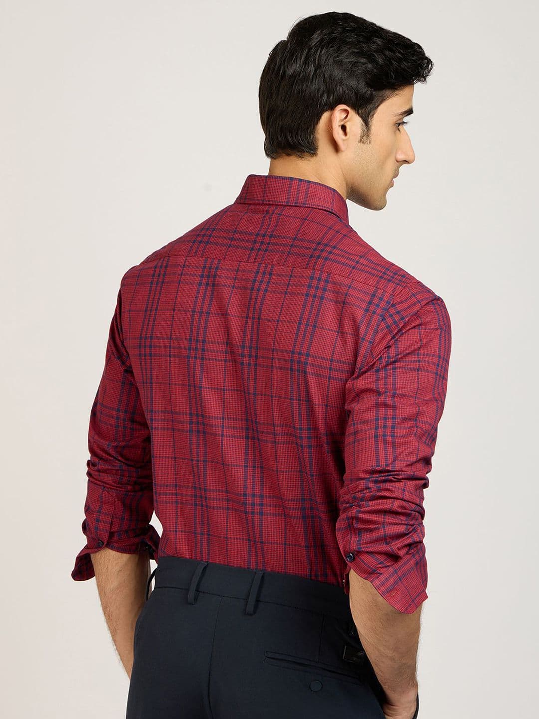 PB & J Tartan Checks Checked Spread Collar Cotton Shirt thumbnail 6