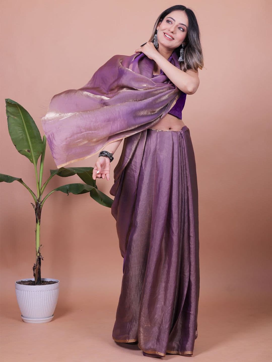 Anneca Satin Saree with Blouse Piece - view 1