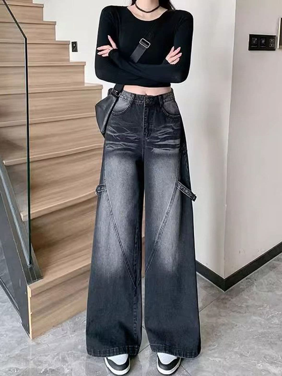 StyleCast x Revolte Women Baggy Fit Mid-Rise Light Fade Jeans thumbnail 6
