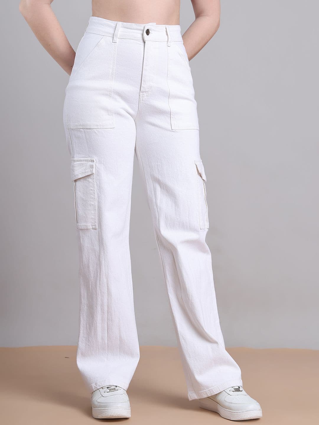 PUELLA Women Straight Fit High-Rise Cargo Jeans thumbnail 2