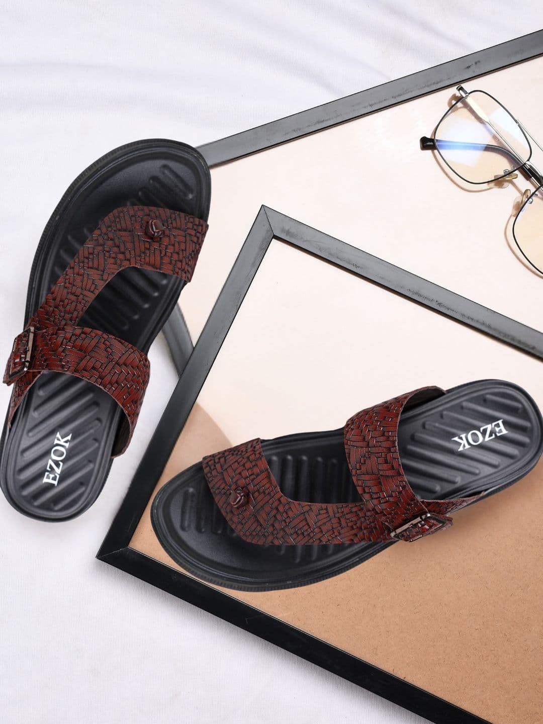 EZOK Men Leather Buckle Comfort Sandals - view 1