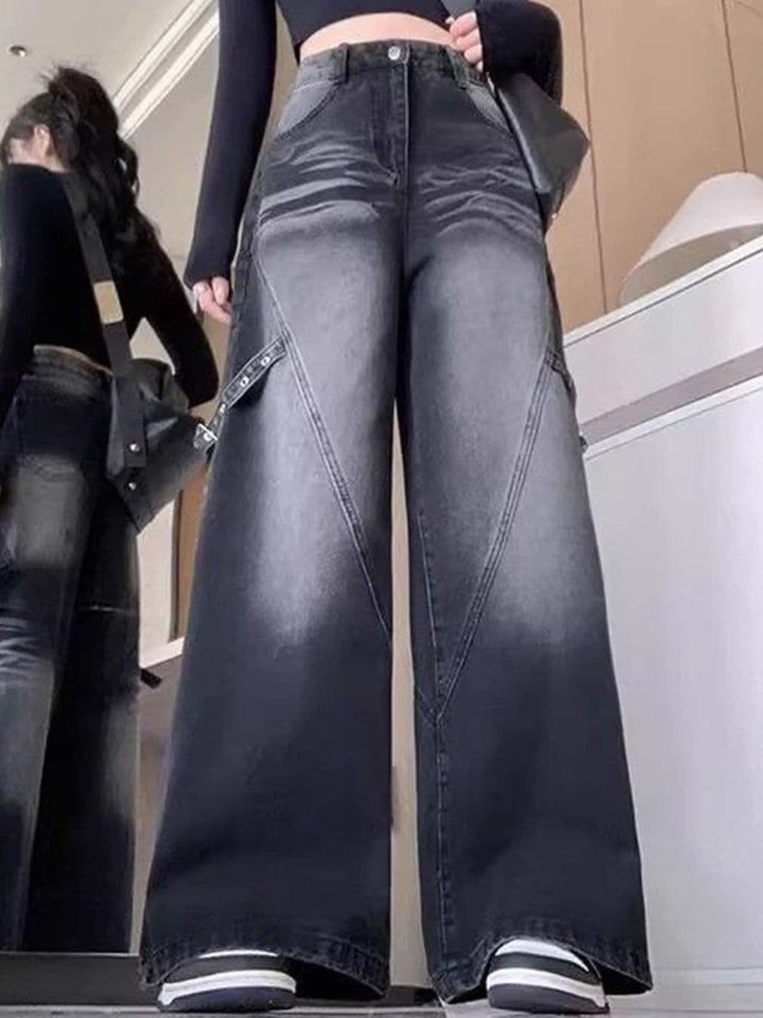 StyleCast x Revolte Women Baggy Fit Mid-Rise Light Fade Jeans - view 1