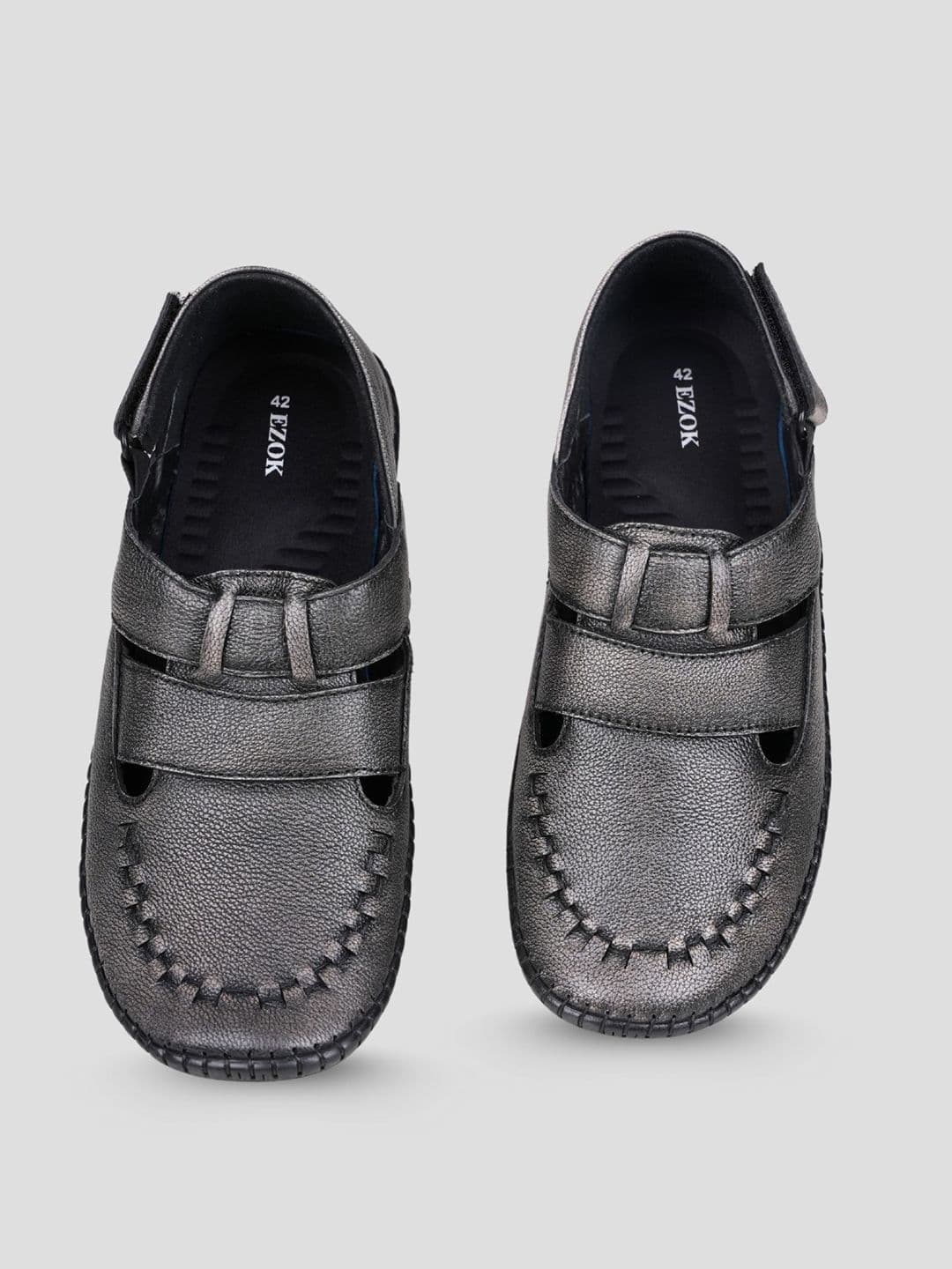 EZOK Men Leather Velcro Comfort Sandals thumbnail 3
