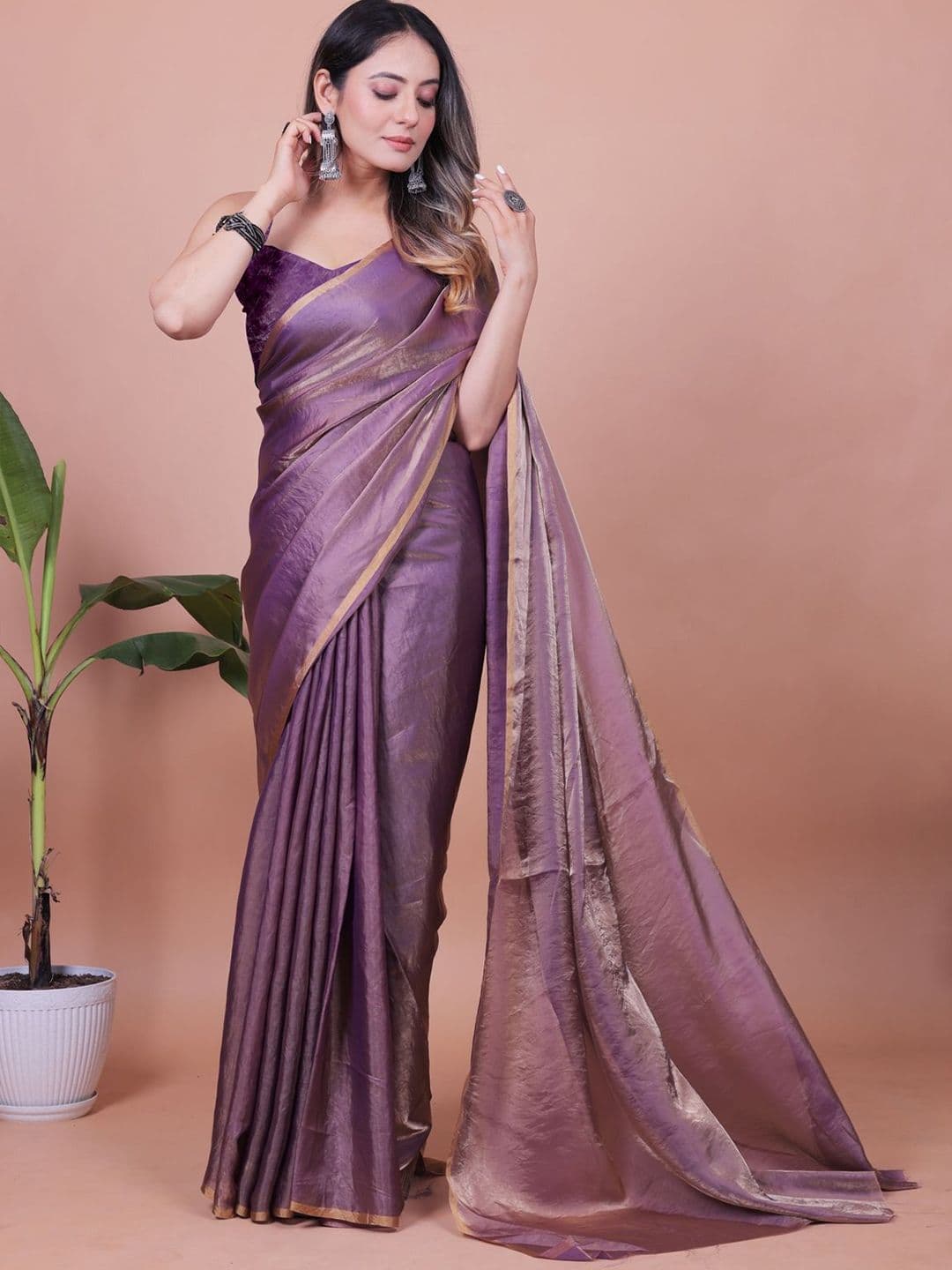 Anneca Satin Saree with Blouse Piece thumbnail 3