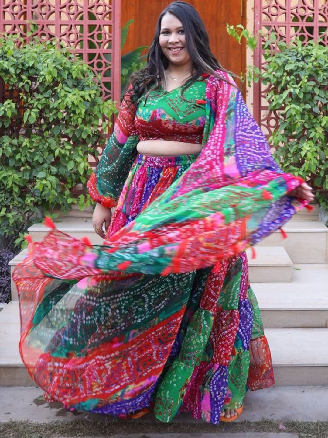 Swadeshi Shringaar Printed Ready to Wear Lehenga & Blouse With Dupatta - view 1