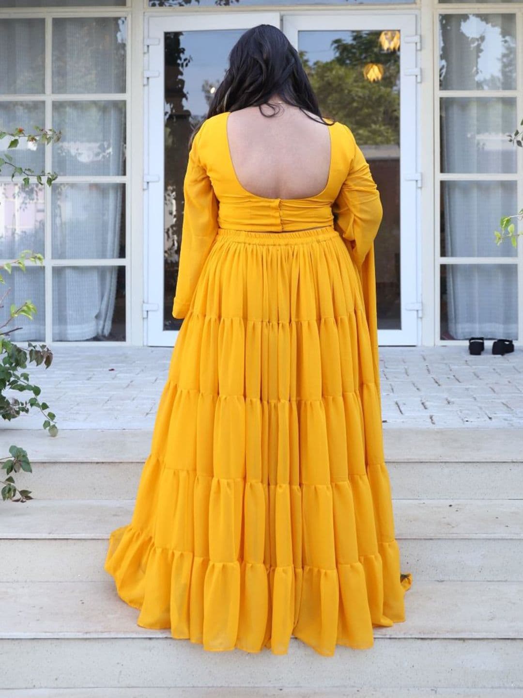 Swadeshi Shringaar Women Sunshine Georgette Lehenga Set thumbnail 2
