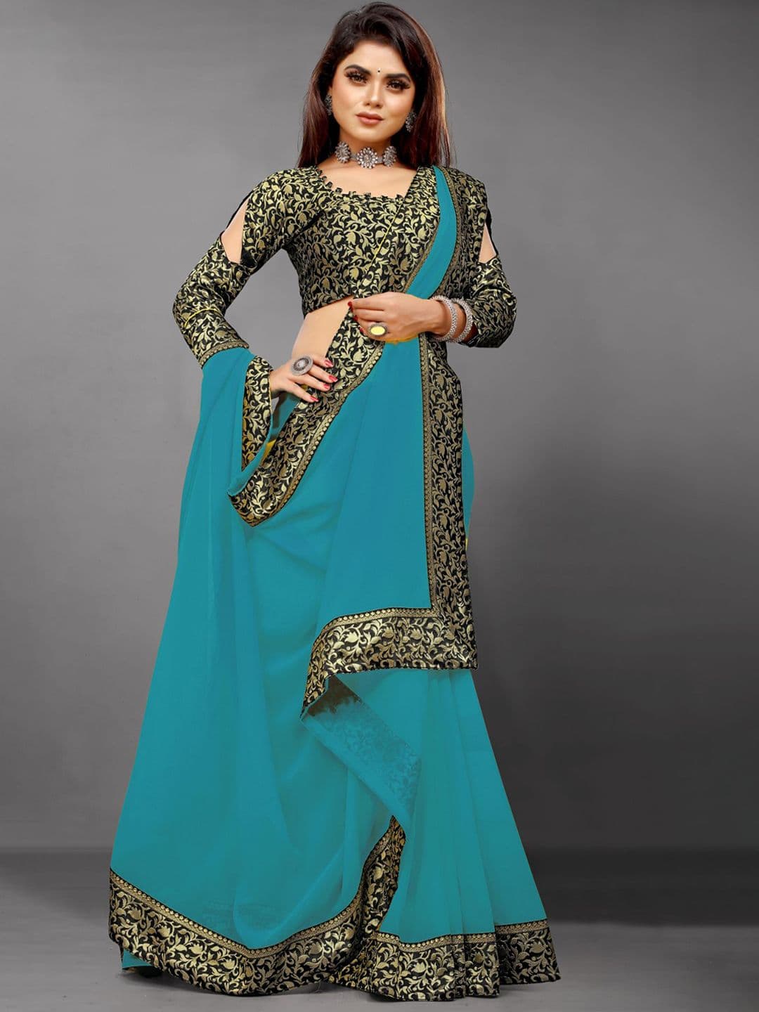 Flip The Style Zari Pure Georgette Saree thumbnail 4
