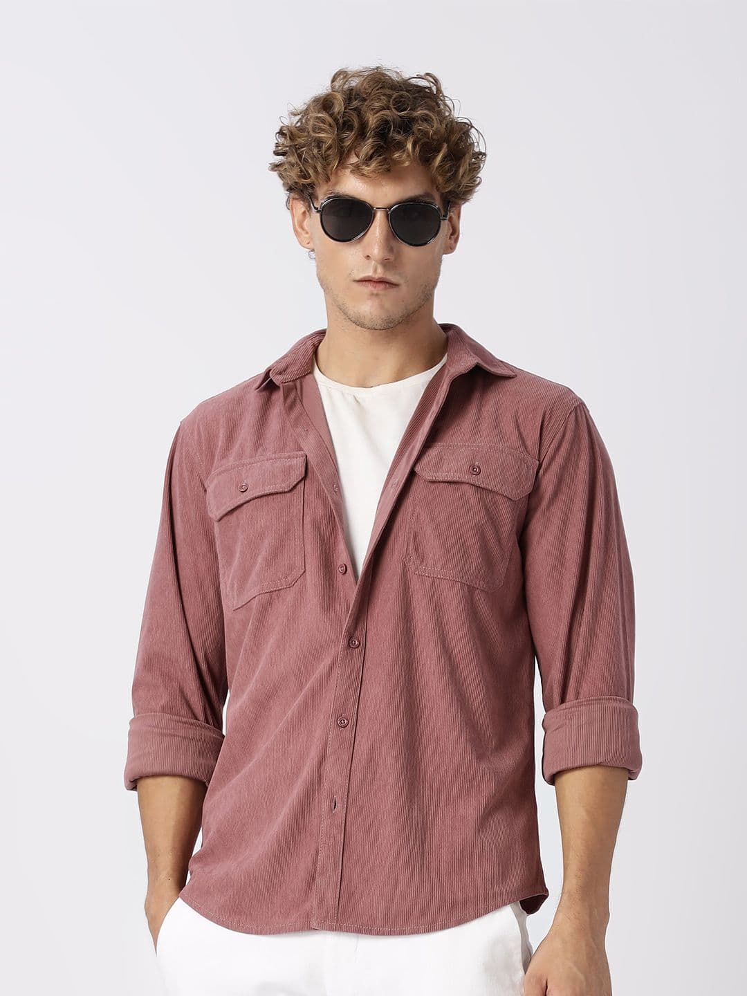 HERE&NOW Regular Fit Vertical Striped Corduroy Opaque Casual Shirt - view 1