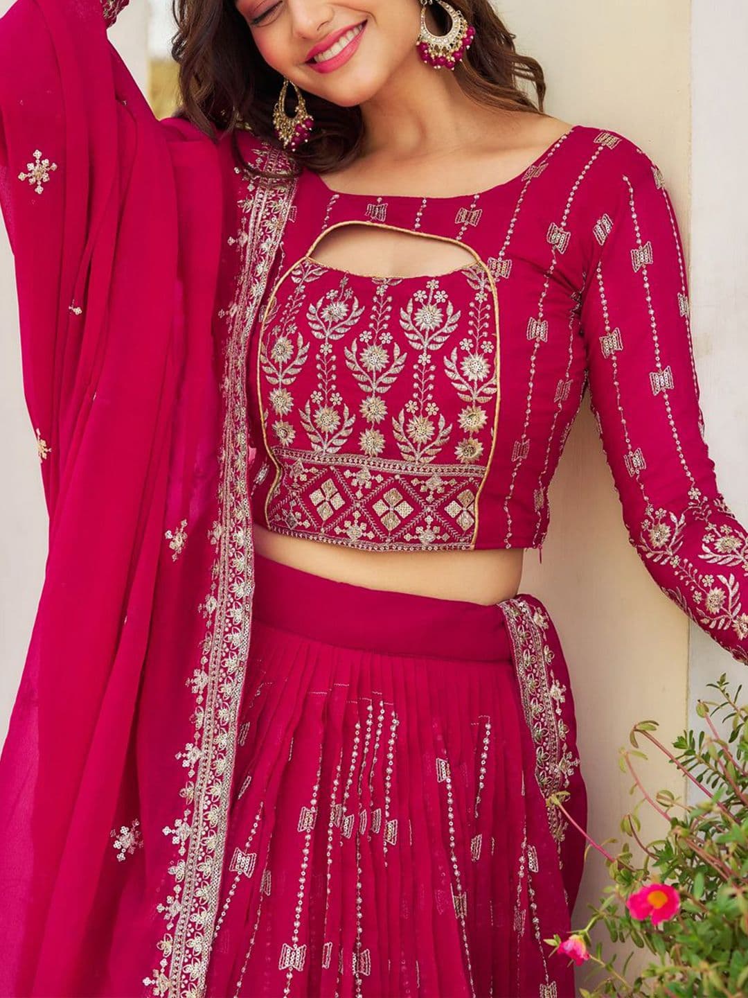 Jogmaya Fashion Embroidered Sequinned Semi-Stitched Lehenga Choli With Dupatta thumbnail 2