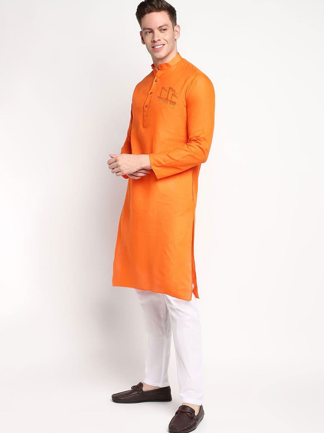 PulseIQ Band Collar Cotton Straight Kurta thumbnail 4