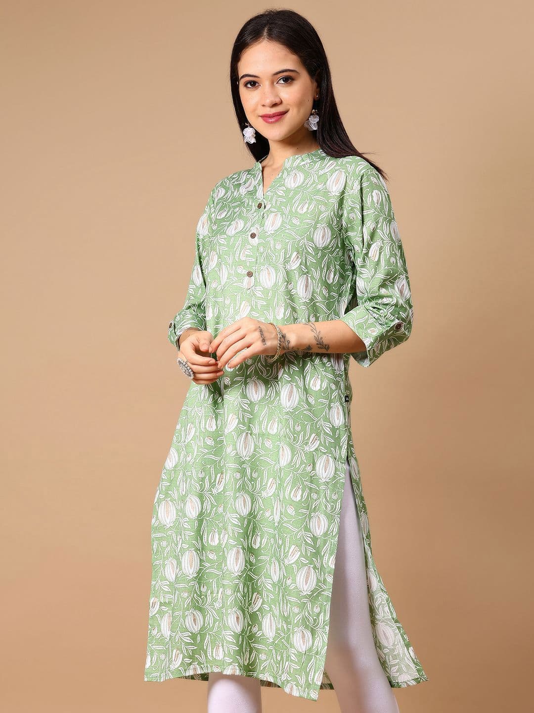 V-Mart Women Abstract Printed Straight Knee Length Kurta thumbnail 3