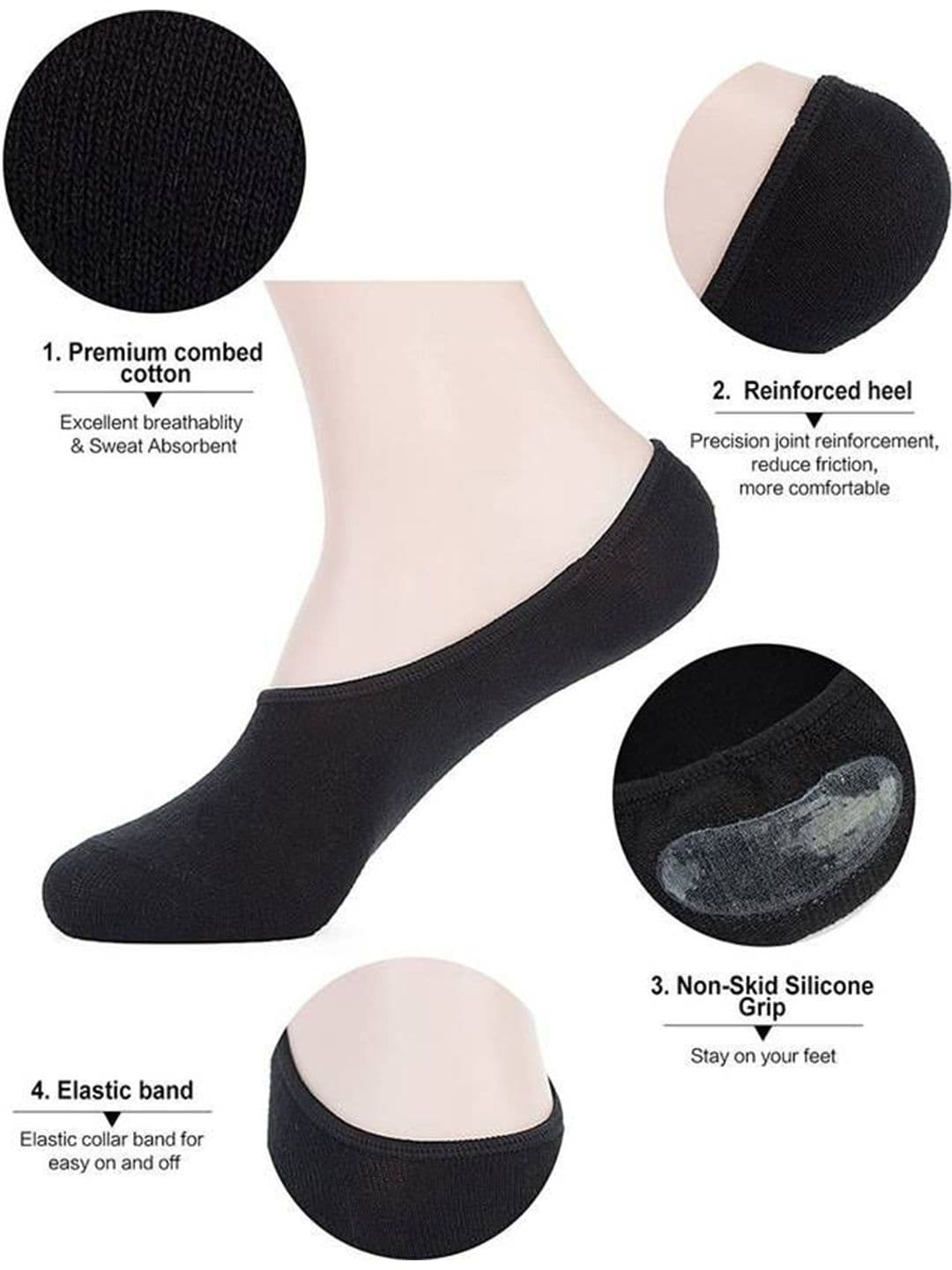 MJE Pack Of 5 Shoe Liners Socks thumbnail 4