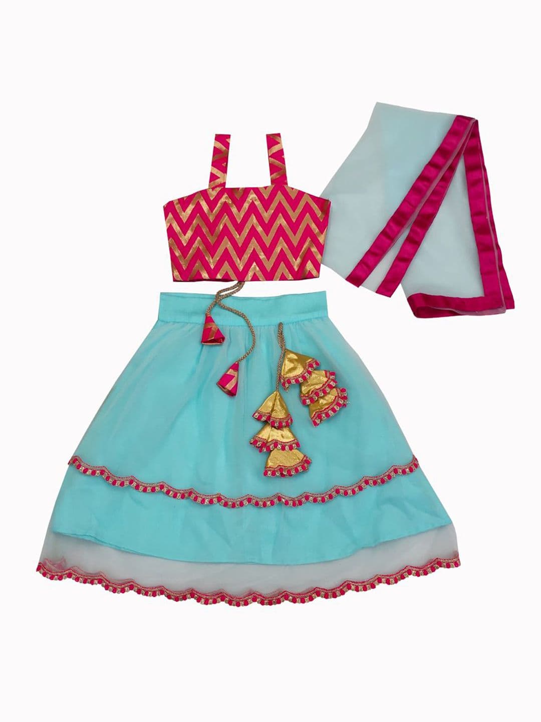 satyamfab Girls Thread Work Ready to Wear Lehenga & Blouse With Dupatta - view 1